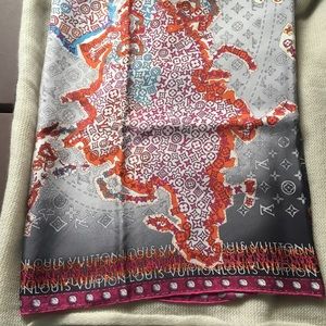Authentic Louis Vuitton monogram map scarf